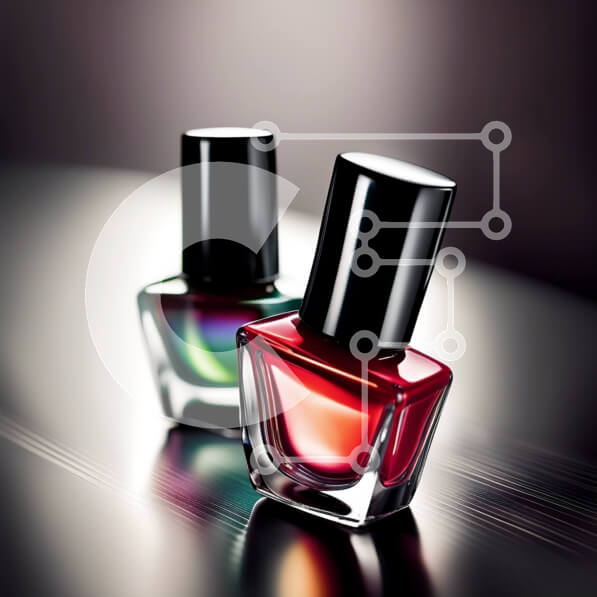 Σετ των 2 Intra Συλλεκτικό Ξύλινο Παζλ Plywood  4mm - Κομψή εικόνα δύο μπουκαλιών βερνικιού νυχιών σε ένα τραπέζι Σε Ξύλινο Κουτί - Διαστάσεις: 10x10 cm – 25 κομμάτια