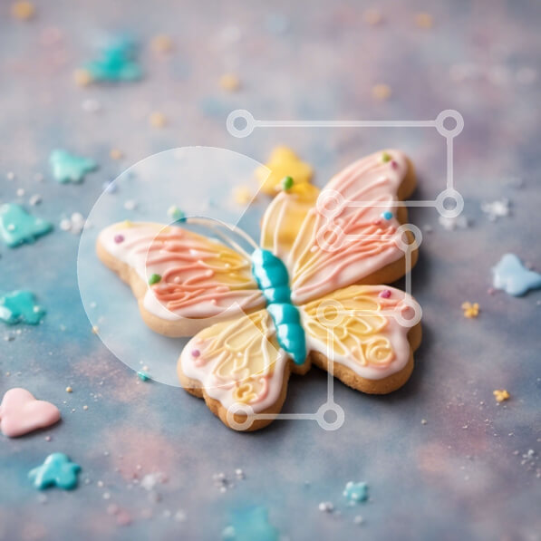 Σετ των 2 Intra Συλλεκτικό Ξύλινο Παζλ Plywood  4mm - Πολύχρωμο μπισκότο πεταλούδας με πάγωμα και πασπάλισμα Σε Ξύλινο Κουτί - Διαστάσεις: 10x10 cm – 25 κομμάτια