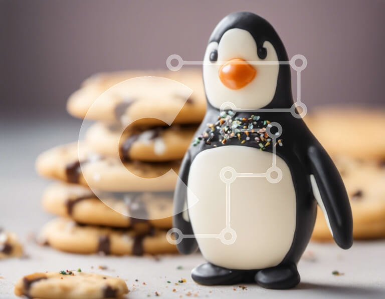 Σετ των 2 Intra Συλλεκτικό Ξύλινο Παζλ Plywood  4mm - Ειδώλιο πιγκουίνου με στοίβες μπισκότων Σε Ξύλινο Κουτί - Διαστάσεις: 10x10 cm – 25 κομμάτια