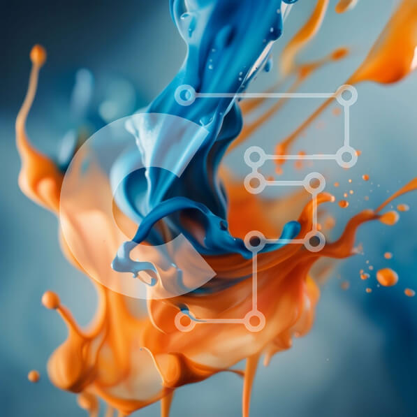 Intra Συλλεκτικό Ξύλινο Παζλ Plywood  4mm - Ζωντανή και δυναμική εικόνα με μπλε και πορτοκαλί πιτσίλισμα Σε Ξύλινο Κουτί - Διαστάσεις Puzzle: 10x10 cm – 25 κομμάτια