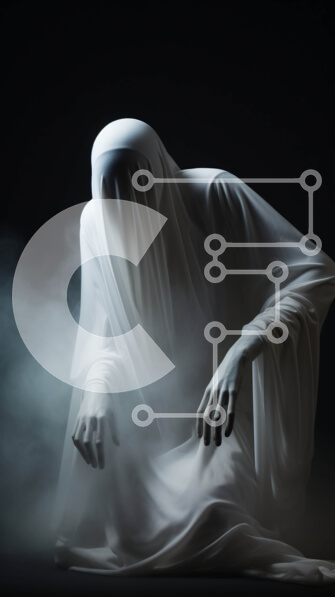 Intra Συλλεκτικό Ξύλινο Παζλ Plywood  4mm - Ghostly Figure καλυμμένη με λευκές ρόμπες με καπνό Σε Ξύλινο Κουτί - Διαστάσεις Puzzle: 10x10 cm – 25 κομμάτια