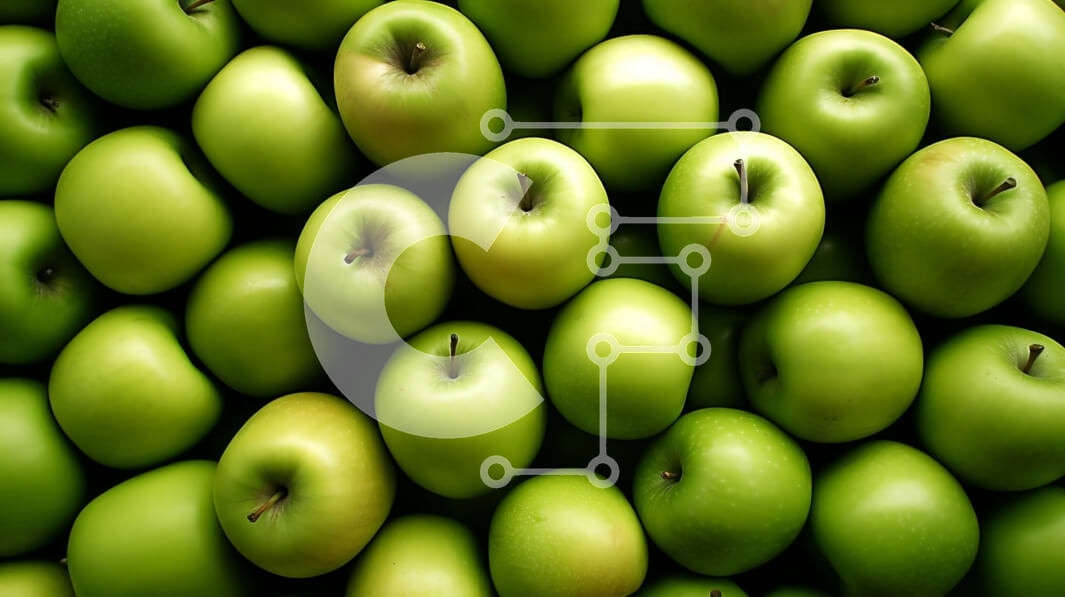 Σετ των 2 Intra Συλλεκτικό Ξύλινο Παζλ Plywood  4mm - Φρέσκο ​​και τραγανό σωρό από πράσινα μήλα Σε Ξύλινο Κουτί - Διαστάσεις: 10x10 cm – 25 κομμάτια