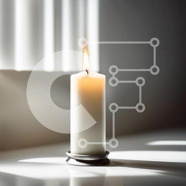 Intra Συλλεκτικό Ξύλινο Παζλ Plywood  4mm - Όμορφη εικόνα ενός λευκού κεριού με το φως του ήλιου να ρέει μέσα από περσίδες Σε Ξύλινο Κουτί - Διαστάσεις Puzzle: 10x10 cm – 25 κομμάτια