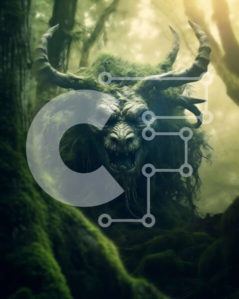 Intra Συλλεκτικό Ξύλινο Παζλ Plywood  4mm - Μυθικό πλάσμα σε ένα πυκνό δάσος Σε Ξύλινο Κουτί - Διαστάσεις: 10x10 cm – 25 κομμάτια