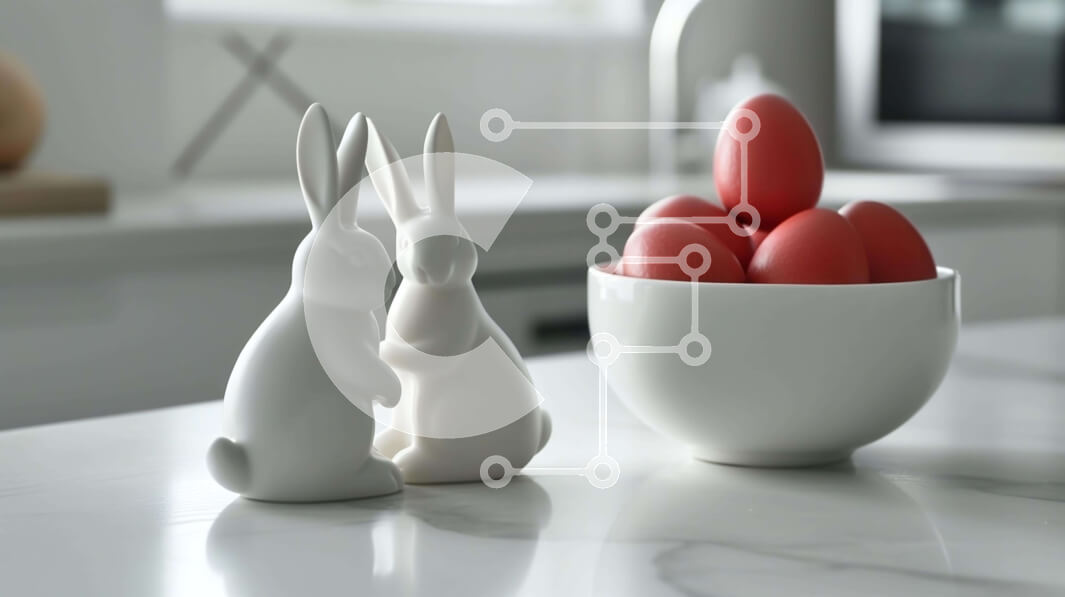 Intra Συλλεκτικό Ξύλινο Παζλ Plywood  4mm - Πασχαλινά ειδώλια λαγουδάκι με κόκκινα αυγά Σε Ξύλινο Κουτί - Διαστάσεις: 10x10 cm – 25 κομμάτια