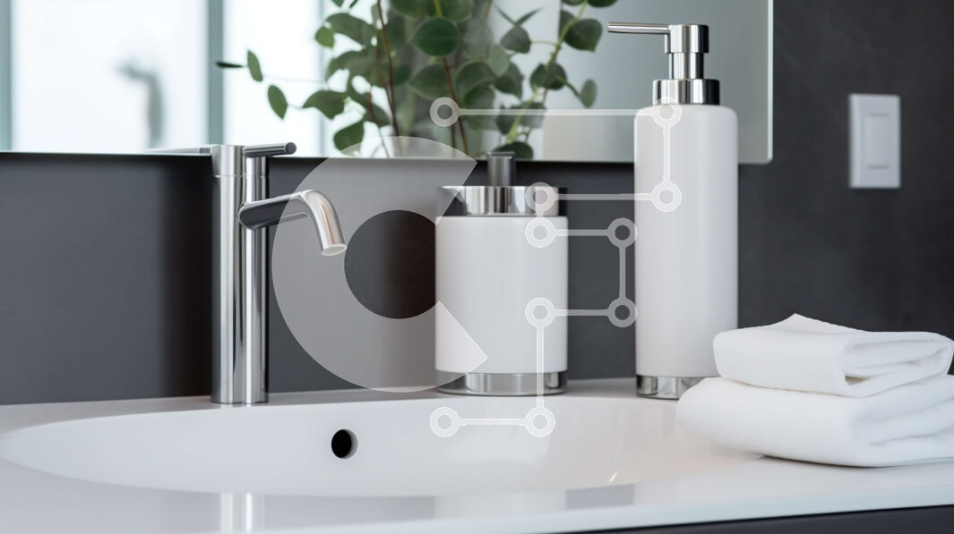 Intra Συλλεκτικό Ξύλινο Παζλ Plywood  4mm - Μοντέρνος νιπτήρας μπάνιου με λευκό πορσελάνινο νεροχύτη και βρύση χρωμίου Σε Ξύλινο Κουτί - Διαστάσεις Puzzle: 10x10 cm – 25 κομμάτια