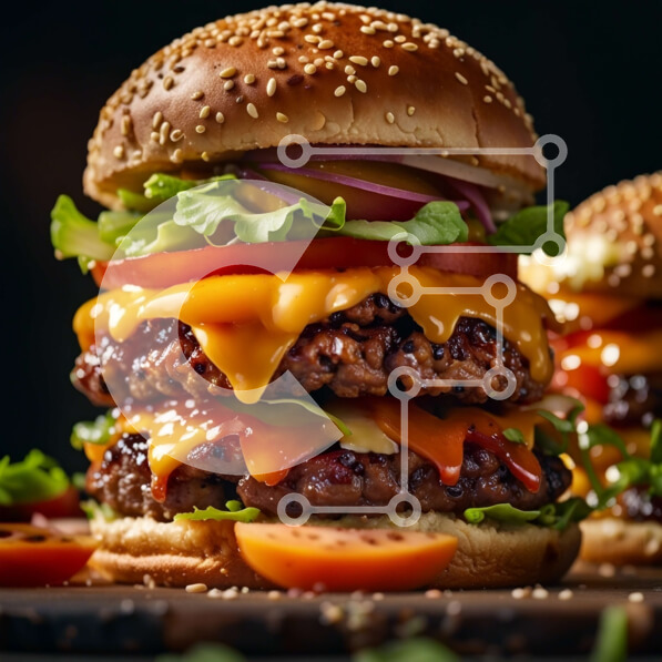 Σετ των 2 Intra Συλλεκτικό Ξύλινο Παζλ Plywood  4mm - Νόστιμο Cheeseburger με φρέσκα υλικά Σε Ξύλινο Κουτί - Διαστάσεις: 10x10 cm – 25 κομμάτια