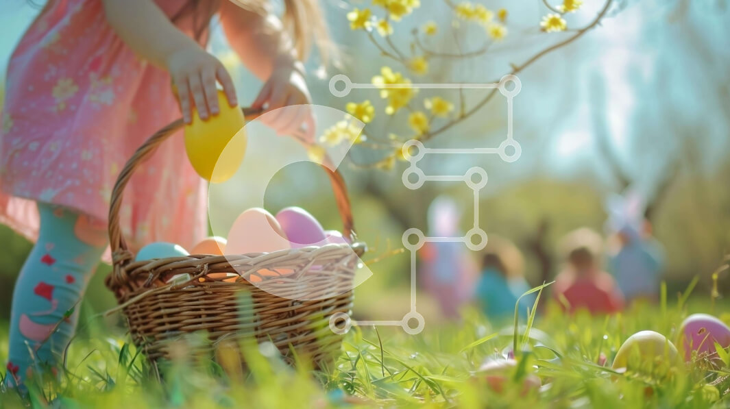 Intra Συλλεκτικό Ξύλινο Παζλ Plywood  4mm - Κυνήγι πασχαλινών αυγών σε ηλιόλουστο χωράφι Σε Ξύλινο Κουτί - Διαστάσεις: 10x10 cm – 25 κομμάτια