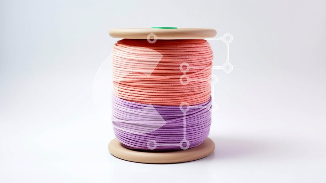 Intra Συλλεκτικό Ξύλινο Παζλ Plywood  4mm - Όμορφη εικόνα με ροζ και μωβ νήματα σε ξύλινο καρούλι Σε Ξύλινο Κουτί - Διαστάσεις: 10x10 cm – 25 κομμάτια