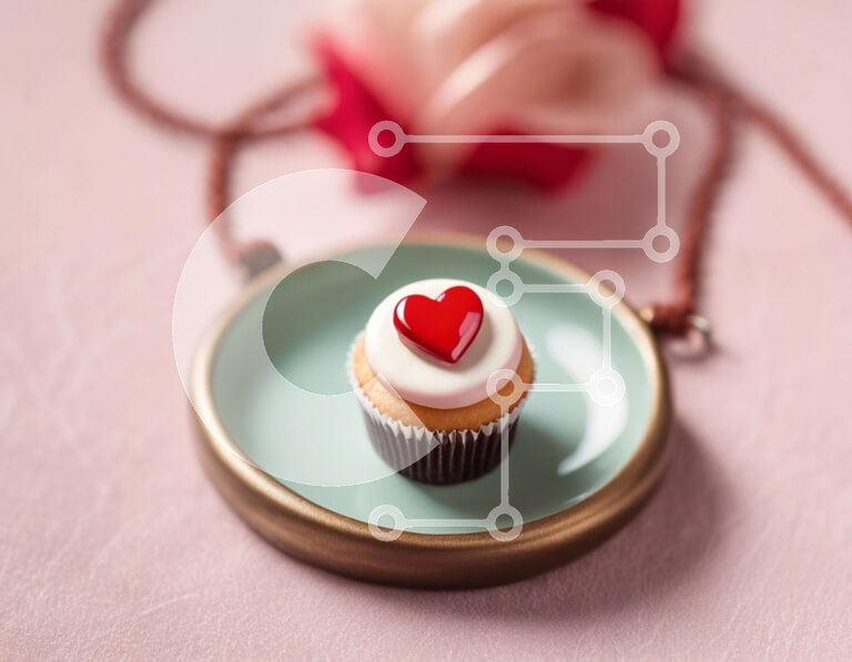 Intra Συλλεκτικό Ξύλινο Παζλ Plywood  4mm - Κρεμαστό κέικ στο πιάτο με κόκκινα τριαντάφυλλα Σε Ξύλινο Κουτί - Διαστάσεις Puzzle: 10x10 cm – 25 κομμάτια