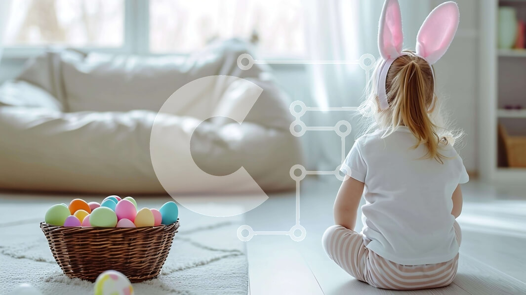 Intra Συλλεκτικό Ξύλινο Παζλ Plywood  4mm - Νεαρό κορίτσι που γιορτάζει το Πάσχα με τα πολύχρωμα αυγά Σε Ξύλινο Κουτί - Διαστάσεις: 10x10 cm – 25 κομμάτια