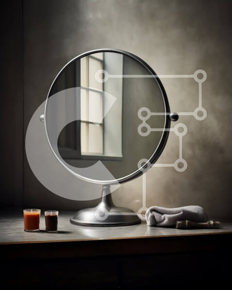 Intra Συλλεκτικό Ξύλινο Παζλ Plywood  4mm - Κομψός ασημένιος λοξότμητος καθρέφτης σε ξύλινη συρταριέρα σε ζεστό δωμάτιο Σε Ξύλινο Κουτί - Διαστάσεις Puzzle: 10x10 cm – 25 κομμάτια