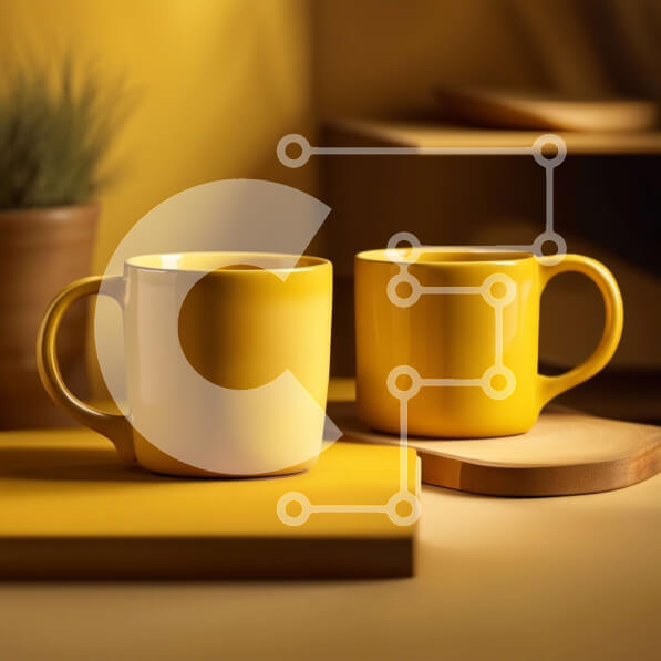 Intra Συλλεκτικό Ξύλινο Παζλ Plywood  4mm - Φωτεινή και χαρούμενη εικόνα δύο κίτρινων κούπες Σε Ξύλινο Κουτί - Διαστάσεις: 10x10 cm – 25 κομμάτια