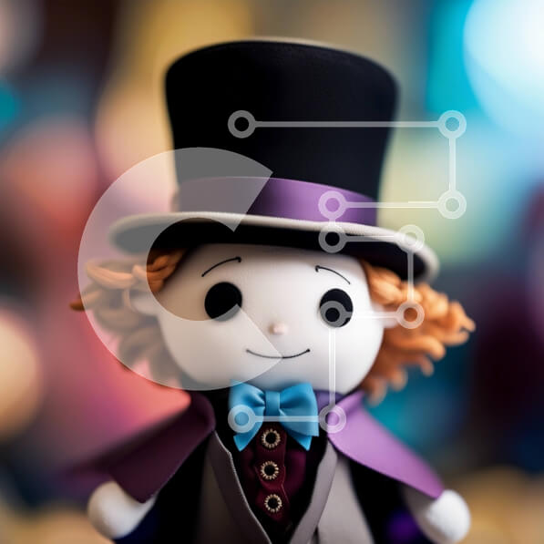 Σετ των 2 Intra Συλλεκτικό Ξύλινο Παζλ Plywood  4mm - Χαριτωμένη κούκλα με κόκκινα μαλλιά και μπλε μάτια με κομψό τοπ καπέλο και παπιγιόν Σε Ξύλινο Κουτί - Διαστάσεις: 10x10 cm – 25 κομμάτια