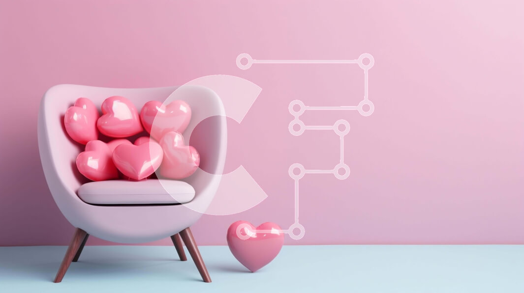 Intra Συλλεκτικό Ξύλινο Παζλ Plywood  4mm - Ροζ καρέκλα με μπαλόνια σε σχήμα καρδιάς σε ένα κομψό δωμάτιο Σε Ξύλινο Κουτί - Διαστάσεις Puzzle: 10x10 cm – 25 κομμάτια