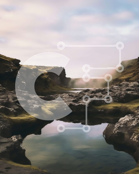 Intra Συλλεκτικό Ξύλινο Παζλ Plywood  4mm - Όμορφο τοπίο μιας μπλε λίμνης που περιβάλλεται από βράχους και βράχους Σε Ξύλινο Κουτί - Διαστάσεις: 10x10 cm – 25 κομμάτια