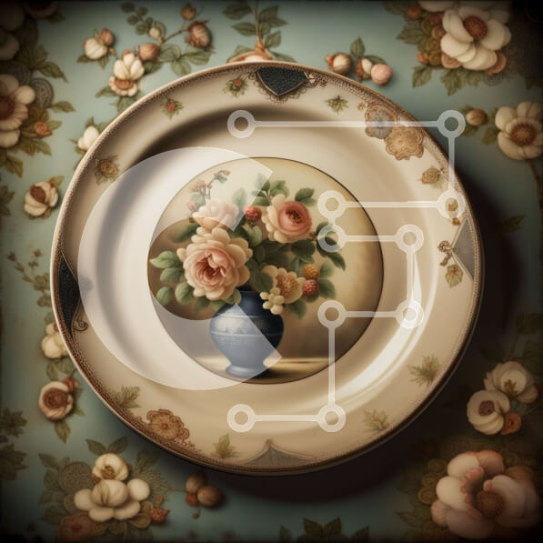 Σετ των 2 Intra Συλλεκτικό Ξύλινο Παζλ Plywood  4mm - Εκπληκτικό βάζο με τριαντάφυλλα σε τραπέζι με ταπετσαρία με λουλούδια Σε Ξύλινο Κουτί - Διαστάσεις: 10x10 cm – 25 κομμάτια