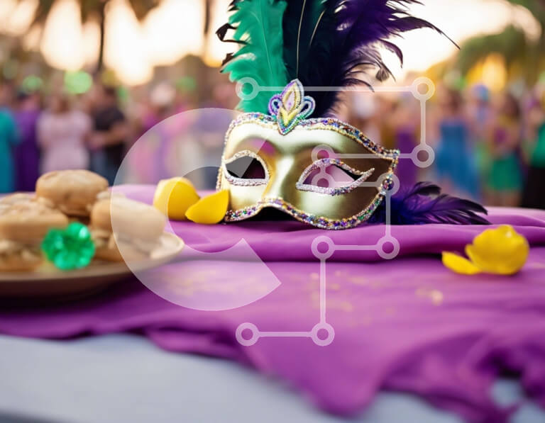 Intra Συλλεκτικό Ξύλινο Παζλ Plywood  4mm - Γιορτή Mardi Gras με λουκουμάδες και μπαλόνια Σε Ξύλινο Κουτί - Διαστάσεις: 10x10 cm – 25 κομμάτια