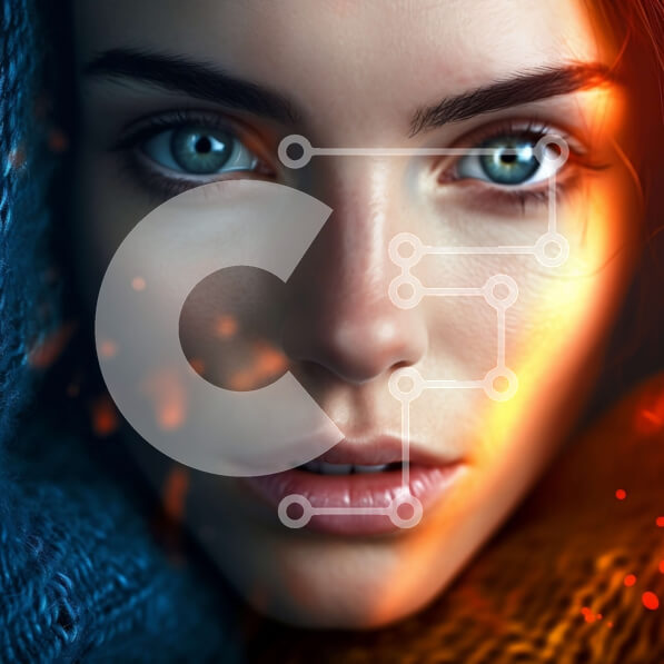 Intra Συλλεκτικό Ξύλινο Παζλ Plywood  4mm - Όμορφο πορτρέτο γυναίκας με μπλε κουκούλα και μπλε μάτια Σε Ξύλινο Κουτί - Διαστάσεις Puzzle: 10x10 cm – 25 κομμάτια