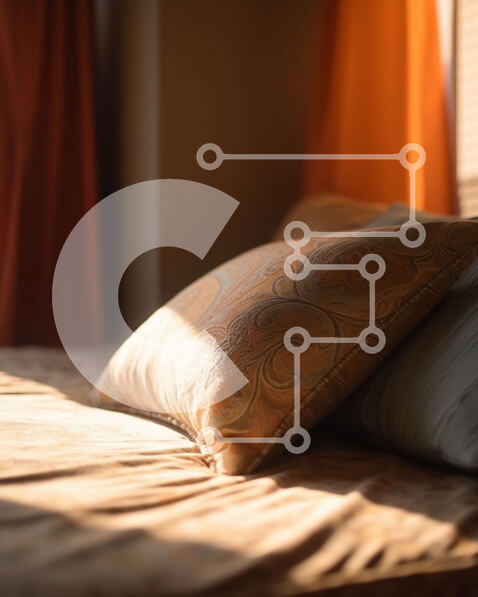 Intra Συλλεκτικό Ξύλινο Παζλ Plywood  4mm - Άνετο κρεβάτι με καφέ μαξιλάρι και κουβέρτα με κουρτίνες Σε Ξύλινο Κουτί - Διαστάσεις Puzzle: 10x10 cm – 25 κομμάτια