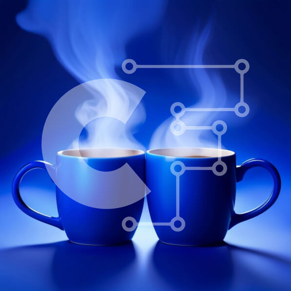 Intra Συλλεκτικό Ξύλινο Παζλ Plywood  4mm - Κομψές μπλε κούπες με ατμό που ανεβαίνει σε ζωντανό μπλε φόντο Σε Ξύλινο Κουτί - Διαστάσεις: 10x10 cm – 25 κομμάτια