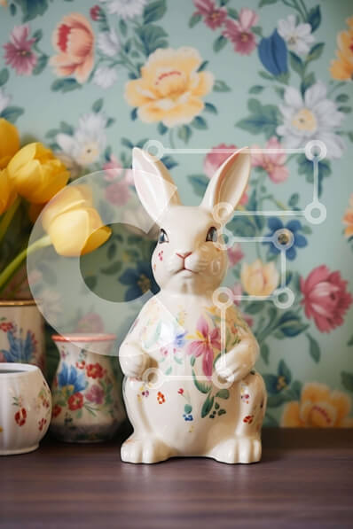 Intra Συλλεκτικό Ξύλινο Παζλ Plywood  4mm - Ειδώλιο λαγουδάκι του Πάσχα και κίτρινες τουλίπες Σε Ξύλινο Κουτί - Διαστάσεις: 10x10 cm – 25 κομμάτια