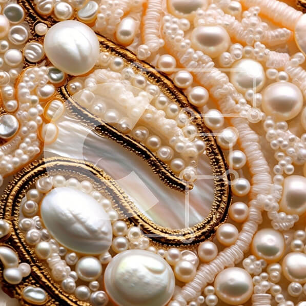 Σετ των 2 Intra Συλλεκτικό Ξύλινο Παζλ Plywood  4mm - Κομψά και εκλεπτυσμένα κοσμήματα από μαργαριτάρια και χρυσά Σε Ξύλινο Κουτί - Διαστάσεις: 10x10 cm – 25 κομμάτια