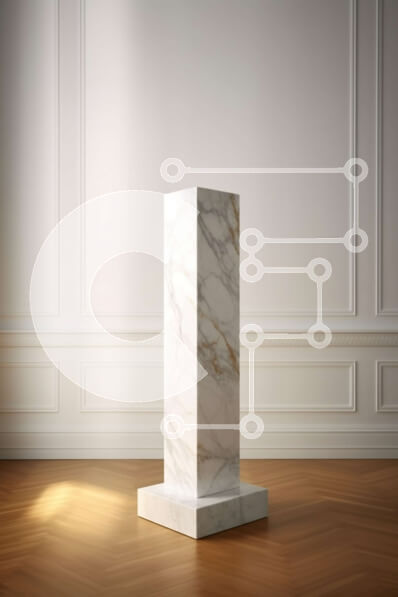 Intra Συλλεκτικό Ξύλινο Παζλ Plywood  4mm - Φωτεινό και ευάερο δωμάτιο με στιλβωμένη μαρμάρινη στήλη Σε Ξύλινο Κουτί - Διαστάσεις Puzzle: 10x10 cm – 25 κομμάτια