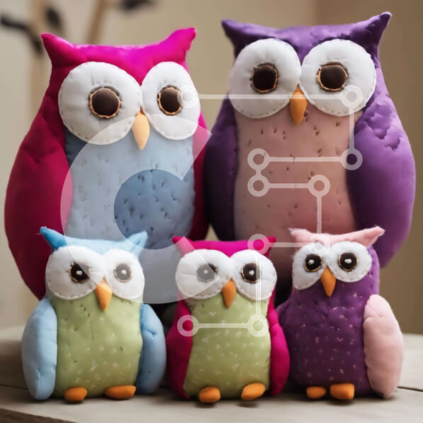 Intra Συλλεκτικό Ξύλινο Παζλ Plywood  4mm - Πολύχρωμες γεμιστές κουκουβάγιες που τακτοποιούνται στο τραπέζι Σε Ξύλινο Κουτί - Διαστάσεις: 10x10 cm – 25 κομμάτια