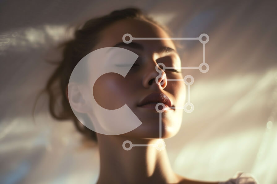 Intra Συλλεκτικό Ξύλινο Παζλ Plywood  4mm - Χαλαρωτική γυναίκα στο κρεβάτι με το φως του ήλιου να φωτίζει το πρόσωπό της Σε Ξύλινο Κουτί - Διαστάσεις Puzzle: 10x10 cm – 25 κομμάτια