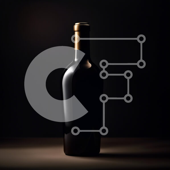 Σετ των 2 Intra Συλλεκτικό Ξύλινο Παζλ Plywood  4mm - Κομψή εικόνα ενός μπουκαλιού μαύρου κρασιού σε μια σκοτεινή επιφάνεια Σε Ξύλινο Κουτί - Διαστάσεις: 10x10 cm – 25 κομμάτια