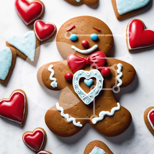 Intra Συλλεκτικό Ξύλινο Παζλ Plywood  4mm - Μπισκότα μελόψωμο με διακοσμητικά καρδιάς Σε Ξύλινο Κουτί - Διαστάσεις: 10x10 cm – 25 κομμάτια