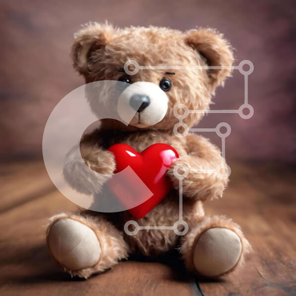 Intra Συλλεκτικό Ξύλινο Παζλ Plywood  4mm - Αρκουδάκι με πορτοκαλί καρδιά που συμβολίζει την αγάπη και την εκτίμηση Σε Ξύλινο Κουτί - Διαστάσεις Puzzle: 10x10 cm – 25 κομμάτια