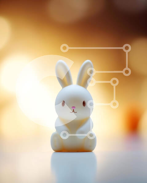 Intra Συλλεκτικό Ξύλινο Παζλ Plywood  4mm - Μικρό λευκό παιχνίδι λαγουδάκι στο τραπέζι με πορτοκαλί φόντο Σε Ξύλινο Κουτί - Διαστάσεις: 10x10 cm – 25 κομμάτια