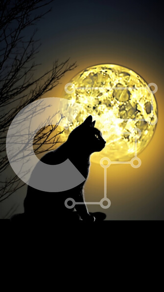 Σετ των 2 Intra Συλλεκτικό Ξύλινο Παζλ Plywood  4mm - Σαγηνευτική εικόνα μιας μαύρης γάτας και πανσέληνου Σε Ξύλινο Κουτί - Διαστάσεις: 10x10 cm – 25 κομμάτια