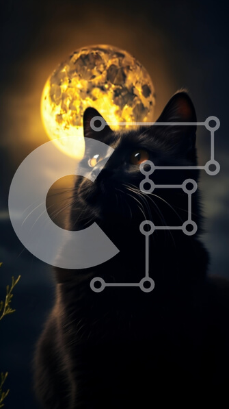 Σετ των 2 Intra Συλλεκτικό Ξύλινο Παζλ Plywood  4mm - Μυστηριώδης και σαγηνευτική εικόνα μιας μαύρης γάτας ενάντια στην πανσέληνο Σε Ξύλινο Κουτί - Διαστάσεις: 10x10 cm – 25 κομμάτια