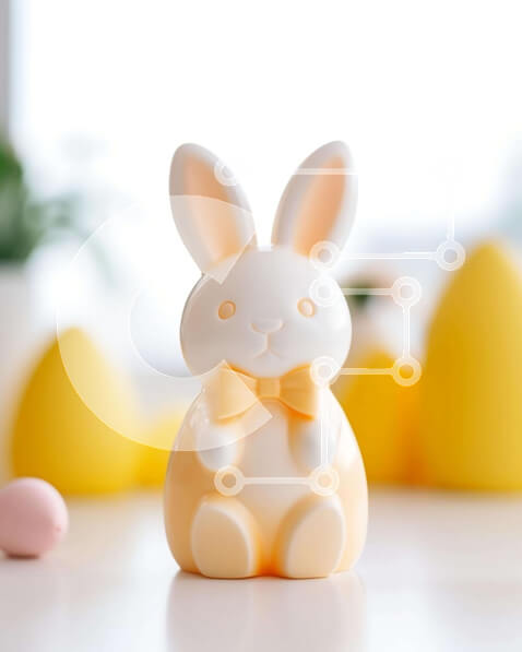 Intra Συλλεκτικό Ξύλινο Παζλ Plywood  4mm - Λευκό και κίτρινο ειδώλιο λαγουδάκι με πασχαλινά αυγά Σε Ξύλινο Κουτί - Διαστάσεις: 10x10 cm – 25 κομμάτια