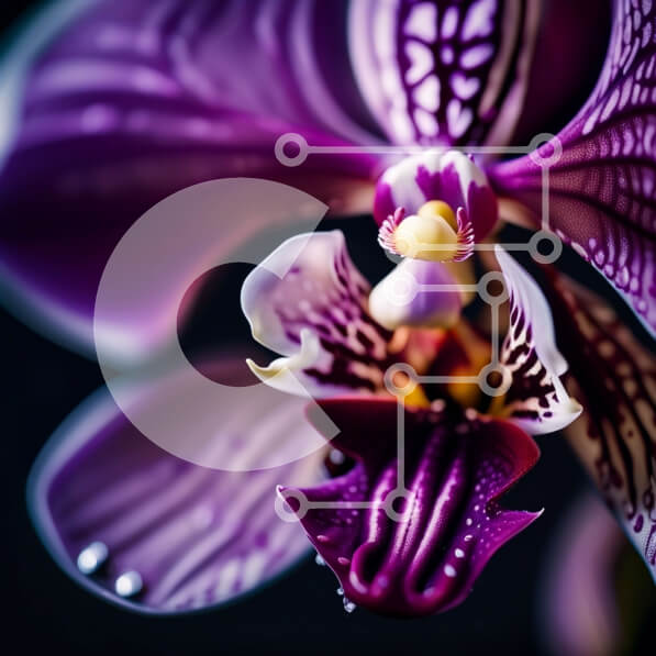 Intra Συλλεκτικό Ξύλινο Παζλ Plywood  4mm - Όμορφη εικόνα από κοντά μιας μωβ και λευκής ορχιδέας με σταγόνες βροχής Σε Ξύλινο Κουτί - Διαστάσεις: 10x10 cm – 25 κομμάτια