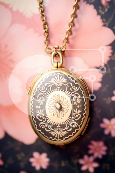 Intra Συλλεκτικό Ξύλινο Παζλ Plywood  4mm - Locket σε χρυσό τόνο σε ροζ και μωβ λουλουδένια σύνθεση Σε Ξύλινο Κουτί - Διαστάσεις Puzzle: 10x10 cm – 25 κομμάτια