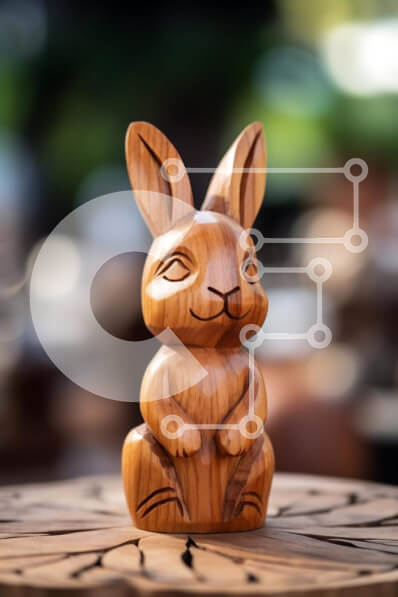 Intra Συλλεκτικό Ξύλινο Παζλ Plywood  4mm - Ξύλινο ειδώλιο λαγουδάκι σε τραπέζι εξωτερικού χώρου Σε Ξύλινο Κουτί - Διαστάσεις: 10x10 cm – 25 κομμάτια