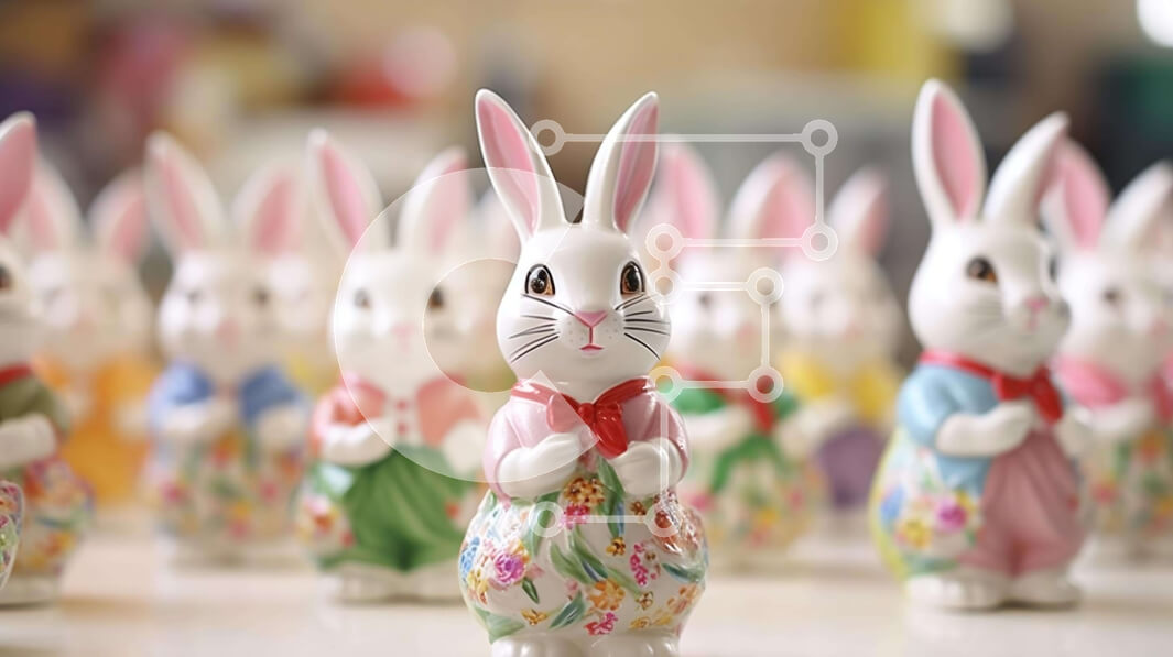 Intra Συλλεκτικό Ξύλινο Παζλ Plywood  4mm - Πολύχρωμο Πασχαλινό λαγουδάκι ειδώλια επίδειξης Σε Ξύλινο Κουτί - Διαστάσεις Puzzle: 10x10 cm – 25 κομμάτια