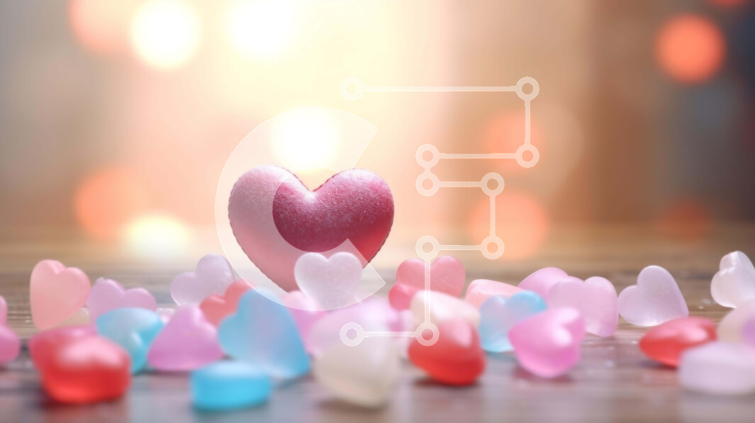 Intra Συλλεκτικό Ξύλινο Παζλ Plywood  4mm - Πολύχρωμες καραμέλες σε σχήμα καρδιάς σε ξύλινη επιφάνεια Σε Ξύλινο Κουτί - Διαστάσεις Puzzle: 10x10 cm – 25 κομμάτια