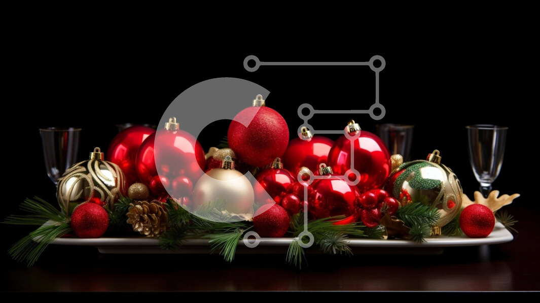 Intra Συλλεκτικό Ξύλινο Παζλ Plywood  4mm - Χριστουγεννιάτικο τραπέζι με κόκκινα και πράσινα διακοσμητικά Σε Ξύλινο Κουτί - Διαστάσεις: 10x10 cm – 25 κομμάτια