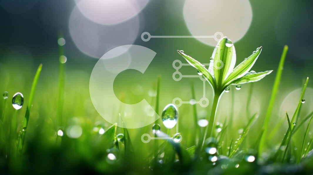 Intra Συλλεκτικό Ξύλινο Παζλ Plywood  4mm - Πράσινο φυτό με σταγονίδια νερού στο γρασίδι Σε Ξύλινο Κουτί - Διαστάσεις: 10x10 cm – 25 κομμάτια