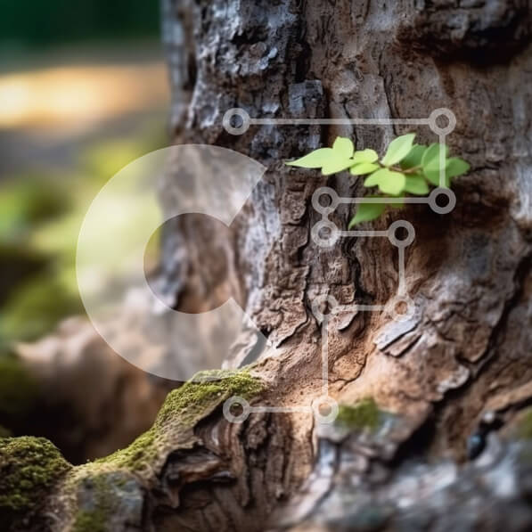 Intra Συλλεκτικό Ξύλινο Παζλ Plywood  4mm - Όμορφη εικόνα ενός μικρού φυτού που αναπτύσσεται σε ένα δέντρο σε ένα δάσος Σε Ξύλινο Κουτί - Διαστάσεις: 10x10 cm – 25 κομμάτια