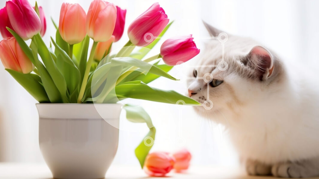 Σετ των 2 Intra Συλλεκτικό Ξύλινο Παζλ Plywood  4mm - Λευκή γάτα που μυρίζει λουλούδια σε βάζο Σε Ξύλινο Κουτί - Διαστάσεις: 10x10 cm – 25 κομμάτια