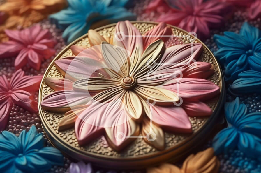 Intra Συλλεκτικό Ξύλινο Παζλ Plywood  4mm - Ζωντανή εικόνα ενός πολύχρωμου λουλουδιού με περίπλοκες λεπτομέρειες και πέταλα Σε Ξύλινο Κουτί - Διαστάσεις: 10x10 cm – 25 κομμάτια