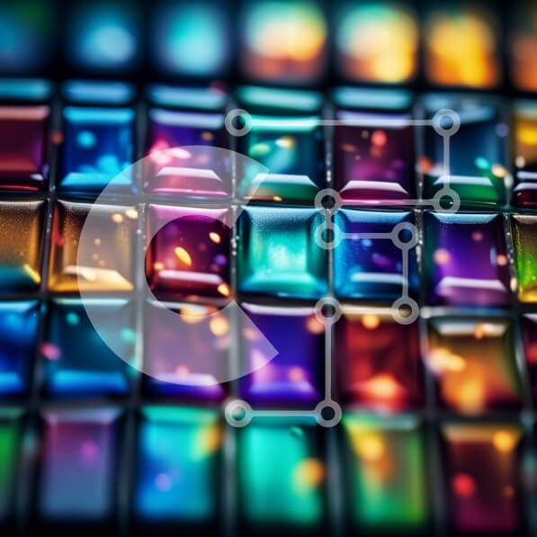 Intra Συλλεκτικό Ξύλινο Παζλ Plywood  4mm - Ζωντανή κοντινή φωτογραφία ενός πολύχρωμου μωσαϊκού με γεωμετρικό σχέδιο Σε Ξύλινο Κουτί - Διαστάσεις Puzzle: 10x10 cm – 25 κομμάτια