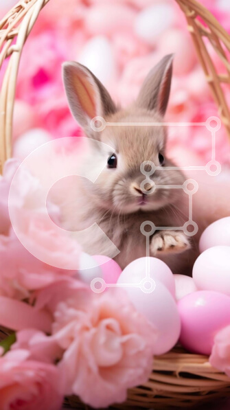 Intra Συλλεκτικό Ξύλινο Παζλ Plywood  4mm - Πασχαλινό λαγουδάκι με ροζ και άσπρα αυγά Σε Ξύλινο Κουτί - Διαστάσεις Puzzle: 10x10 cm – 25 κομμάτια