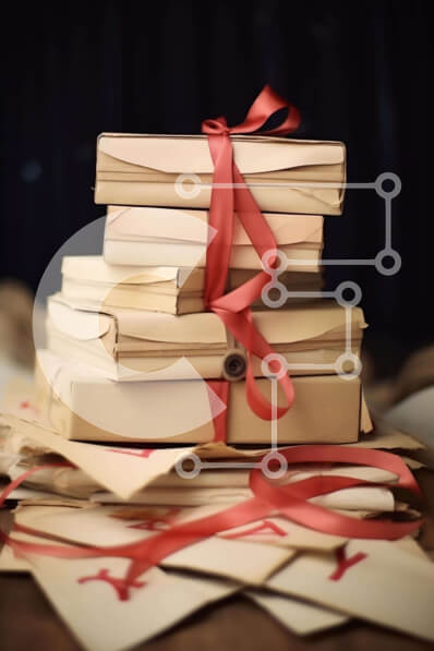 Intra Συλλεκτικό Ξύλινο Παζλ Plywood  4mm - Στοίβα από παλιά βιβλία δεμένα με κόκκινες κορδέλες Σε Ξύλινο Κουτί - Διαστάσεις: 10x10 cm – 25 κομμάτια